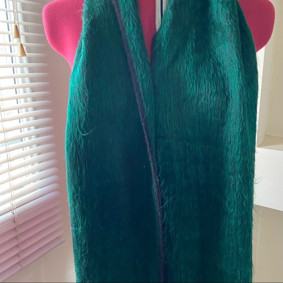 Green and black fringe hem scarf. Great used condition. - Picture 2 of 5